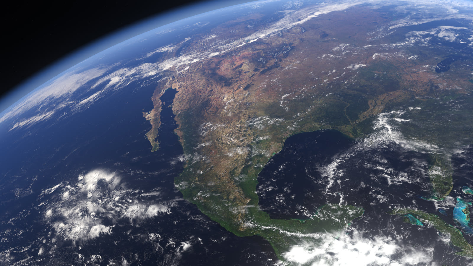 Earth from space above the clouds